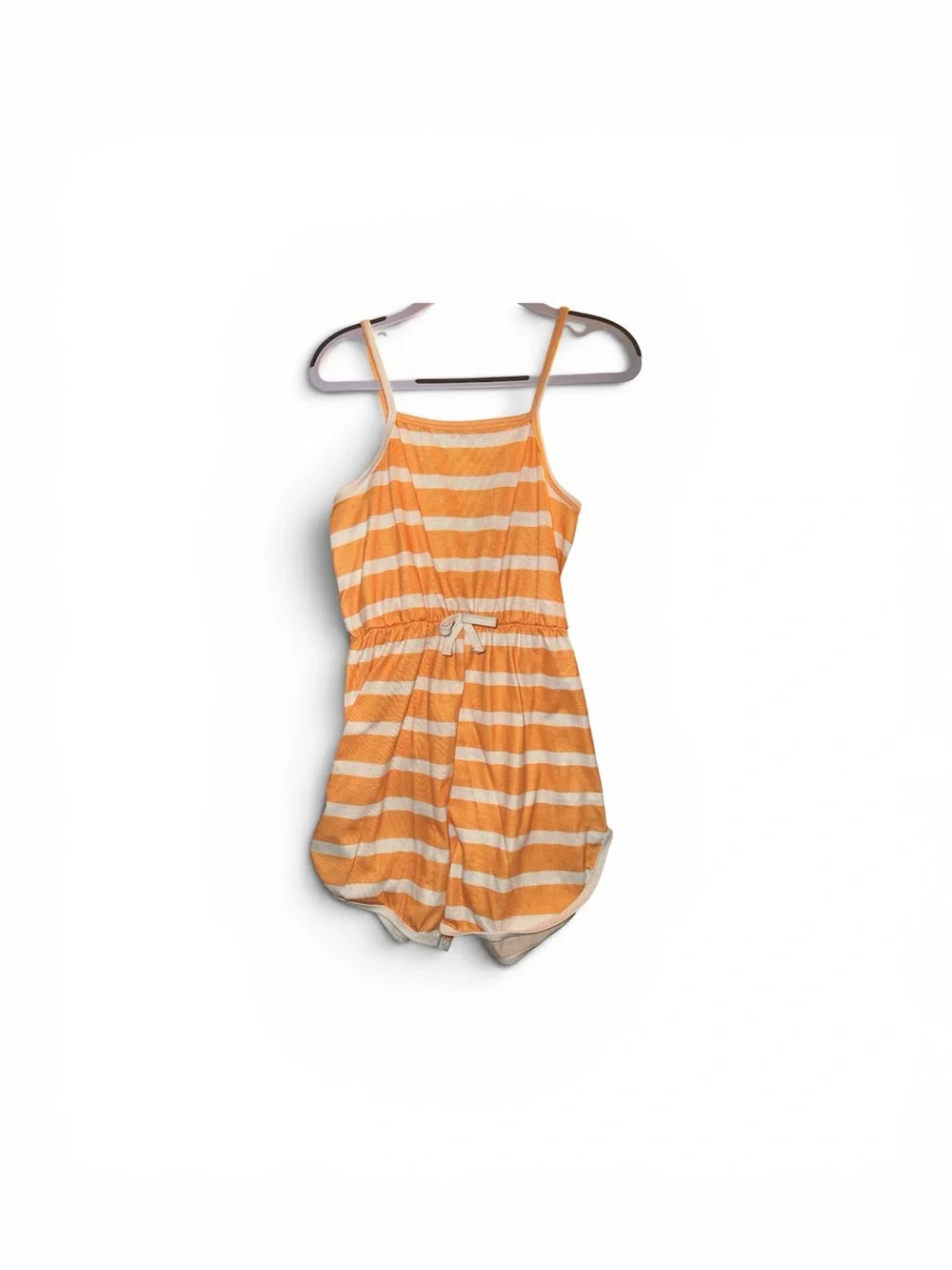 Striped Orange and White Kids Romper - Lightweight Summer One-Piece